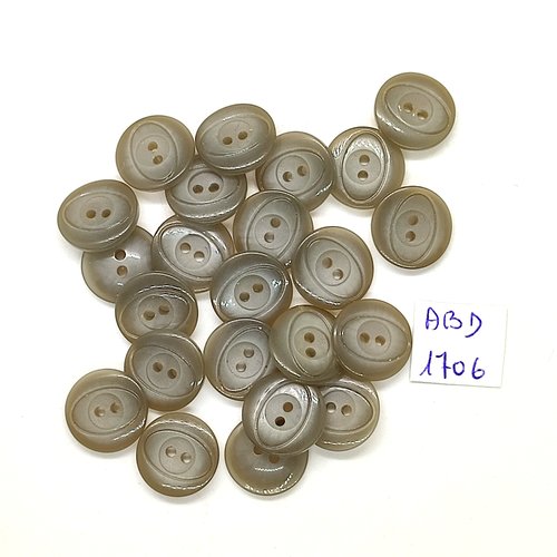 23 boutons en résine gris clair - 14mm - abd1706