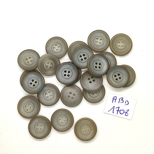 23 boutons en résine gris clair - 14mm - abd1708