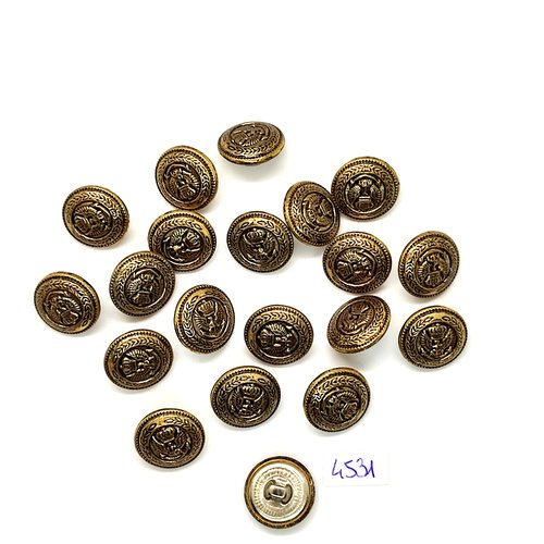 20 boutons en métal doré - un blason - 15mm - tr4531