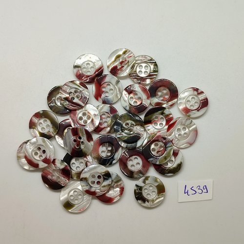 30 boutons en résine gris / marron - 15mm - tr4539