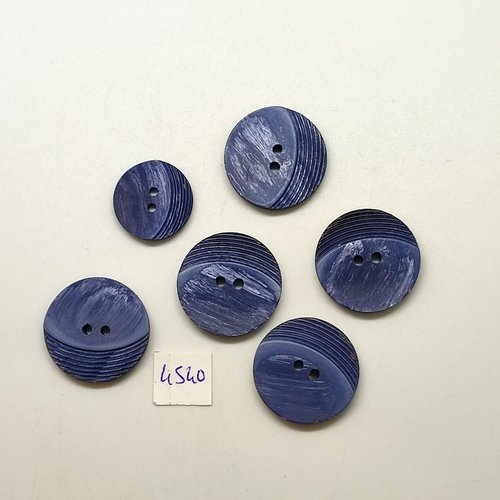 6 boutons en résine gris / bleu - 23mm et 18mm - tr4540