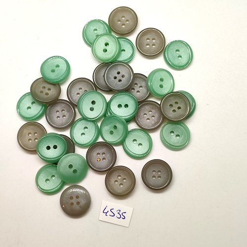 35 boutons en résine vert - 14mm - tr4535
