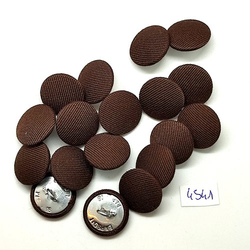 18 boutons en passementerie marron et métal argenté - 18mm - tr4541