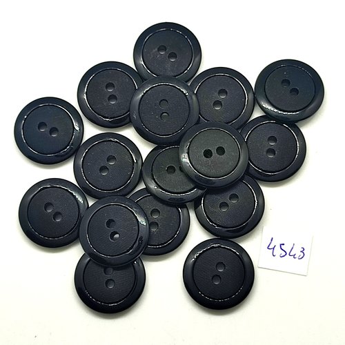 16 boutons en résine noir - 20mm - tr4543