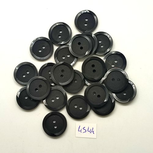 24 boutons en résine noir - 18mm - tr4544