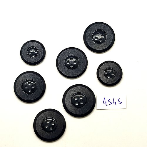 7 boutons en résine noir - 23mm et 18mm - tr4545