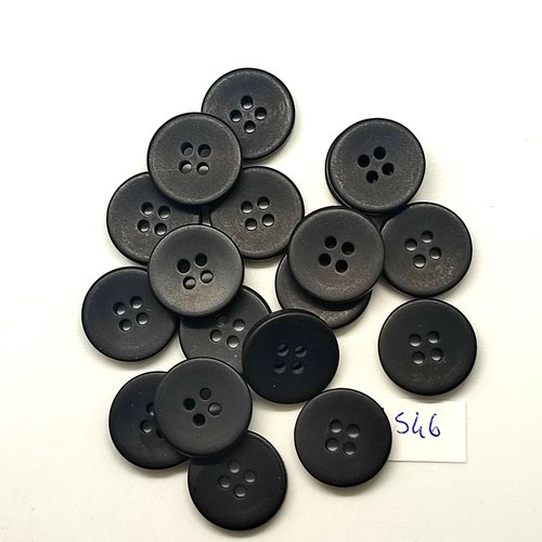 18 boutons en résine noir - 18mm - tr4546