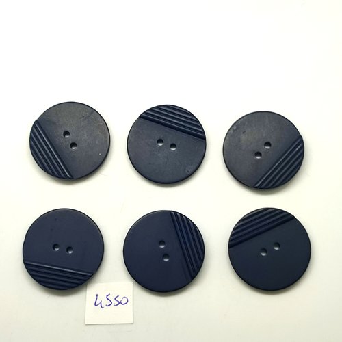 6 boutons en résine bleu foncé - 27mm - tr4550