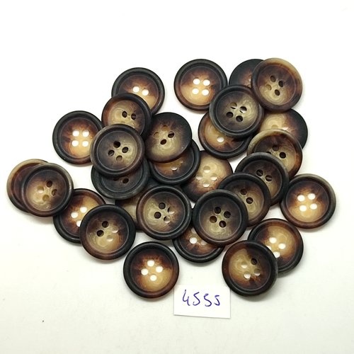 28 boutons en résine marron et beige - 18mm - tr4555