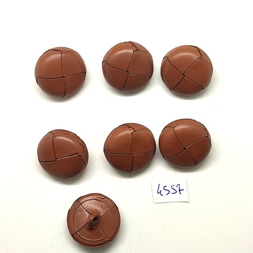 7 boutons en cuir marron - 20mm - tr4557
