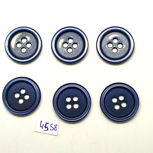 6 boutons en résine bleu foncé  - 26mm - tr4558