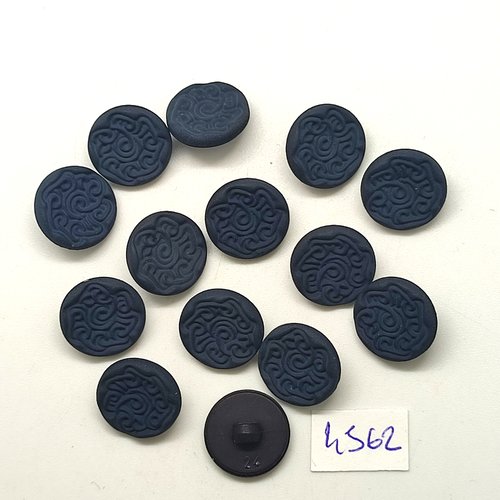 14 boutons en résine bleu foncé - 15mm - tr4562