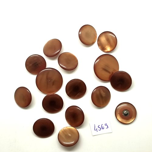 16 boutons en résine marron - 23mm et 18mm - tr4568