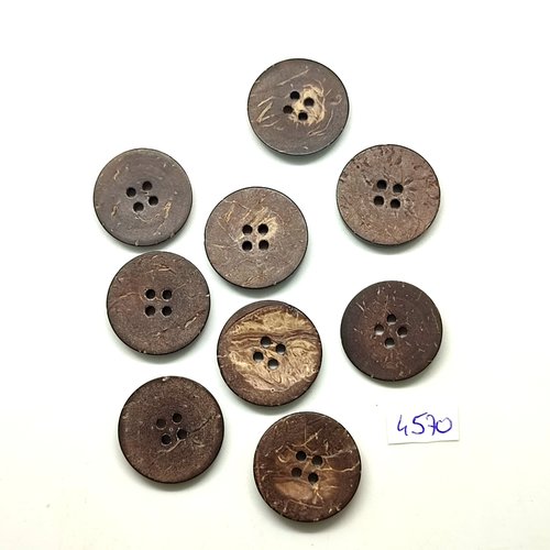 9 boutons en coco marron foncé - 23mm - tr4570