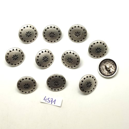 11 boutons en métal argenté - 18mm - tr4571