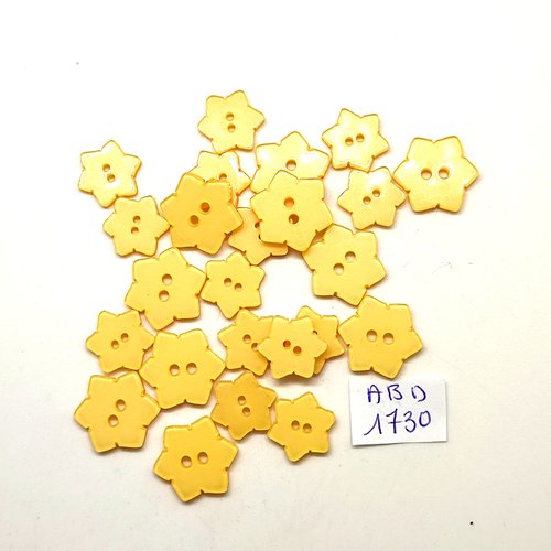 24 boutons fantaisie en résine jaune / orangé - étoile - 16mm et 14mm - abd1730