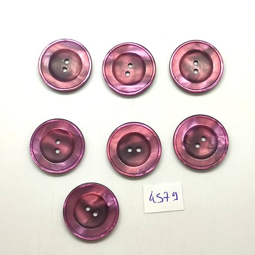 7 boutons en résine violet clair - 25mm - tr4579