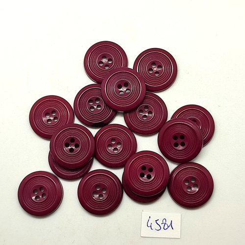 16 boutons en résine violet / bordeaux - 18mm - tr4581