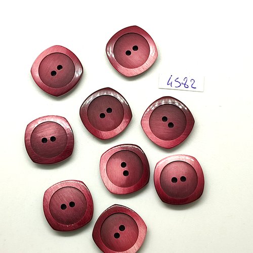9 boutons en résine rose et bordeaux - 20x20mm - tr4582