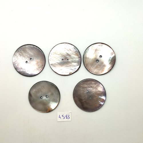 5 boutons en nacre marron / gris - 34mm - tr4583