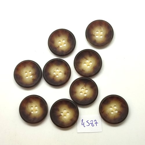 9 boutons en résine marron et beige - 23mm - tr4587