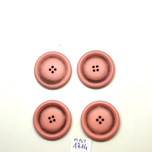 4 boutons en résine rose - 34mm - abd1714
