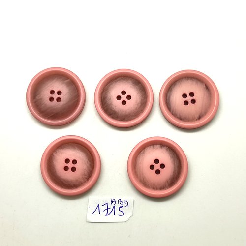 5 boutons en résine rose - 28mm - abd1715