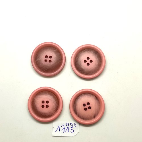 4 boutons en résine rose - 28mm - abd1715