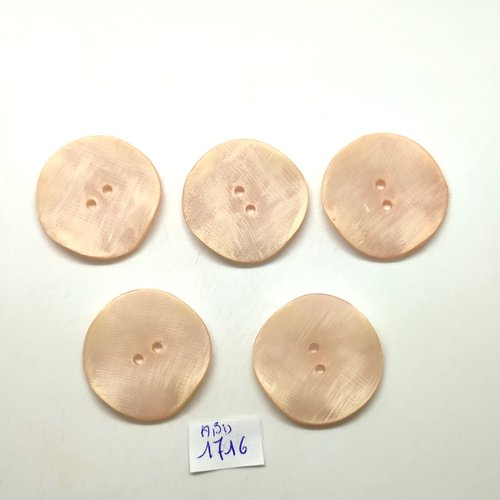 5 boutons en résine rose clair - 33/34mm - abd1716