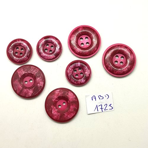 7 boutons en résine violet clair dégradé - 23mm et 17mm - abd1725
