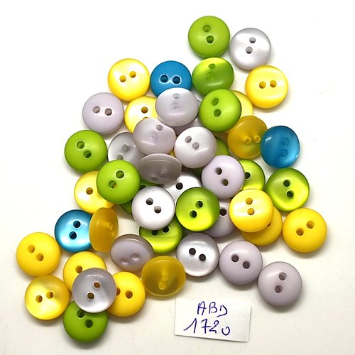 48 boutons en résine multicolore - 12mm - abd1720