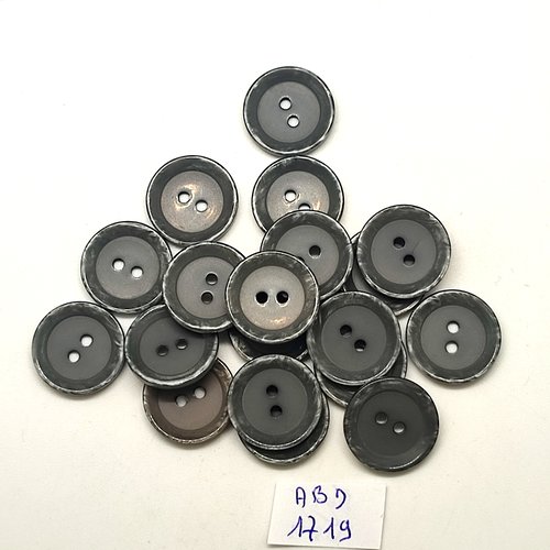 18 boutons en résine gris - 18mm - abd1719