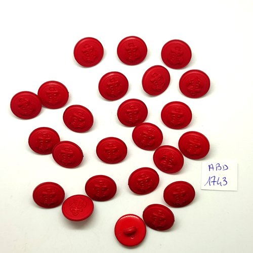 24 boutons en résine rouge - une ancre - 15mm - abd1743