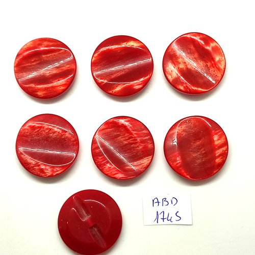 7 boutons en résine rouge foncé - 27mm - abd1745
