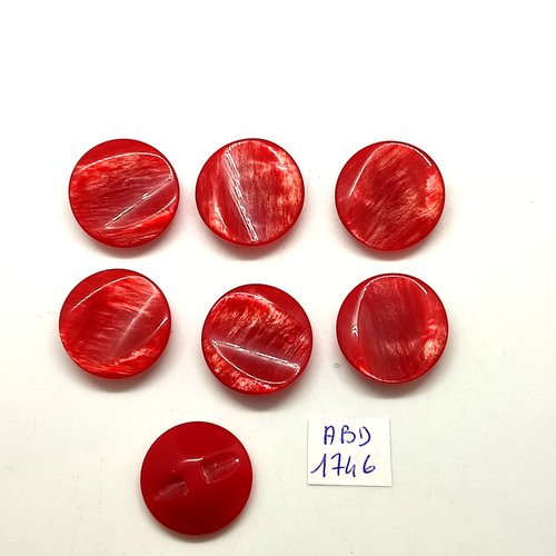 7 boutons en résine rouge foncé - 22mm - abd1746