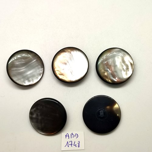 5 boutons en résine gris - 27mm - abd1748