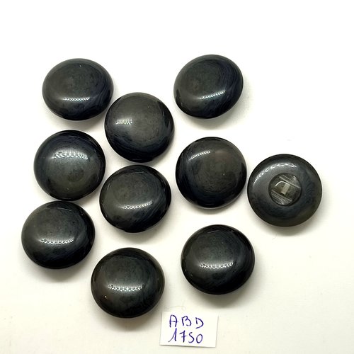 10 boutons en résine gris foncé - 22mm - abd1750