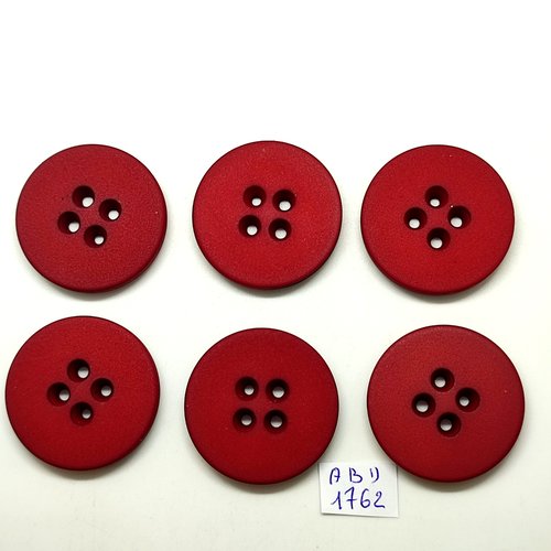 6 boutons en résine rouge foncé - 34mm - abd1762