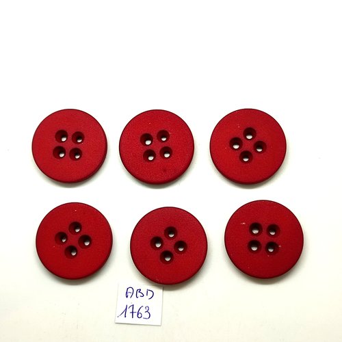 6 boutons en résine rouge foncé - 27/28mm - abd1763