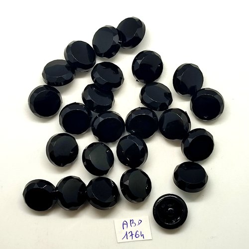25 boutons en résine noir - 15mm - abd1764
