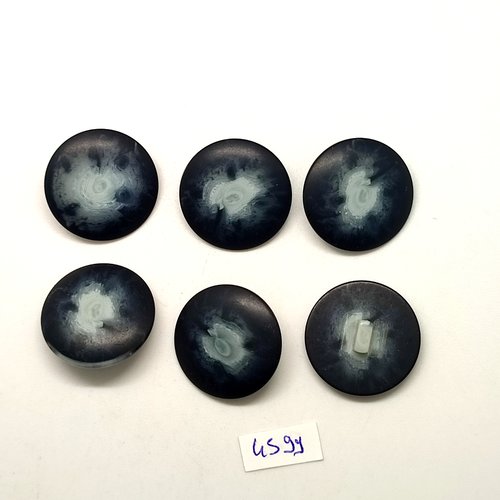 6 boutons en résine bleu - 25mm - tr4599