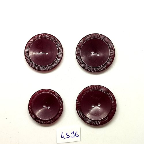 4 boutons en résine bordeaux - 27mm et 24mm - tr4596