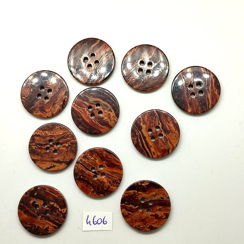 10 boutons en résine marron - 25mm - tr4606