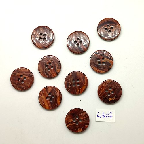 10 boutons en résine marron - 20mm - tr4607