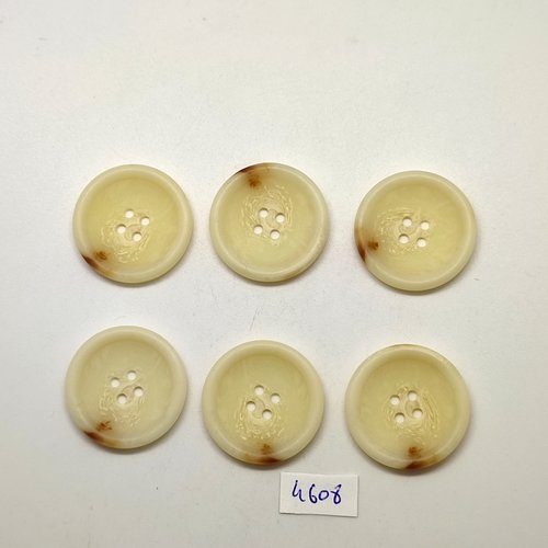 6 boutons en résine beige et marron - 27/28mm - tr4608