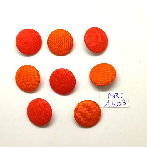 8 boutons en passementerie nylon et métal orange et rouge- 17mm - bri1403