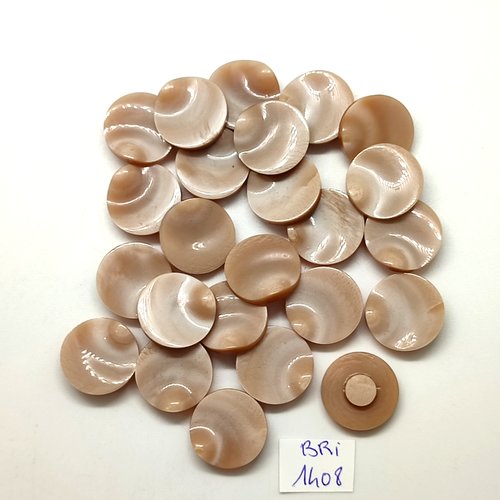 24 boutons en résine marron clair - 17mm - bri1408