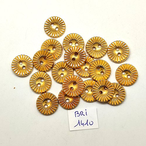 19 boutons en résine doré - 14mm - bri1410