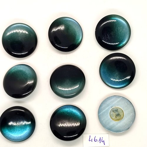 9 boutons en résine bleu / vert - 27mm - tr4614
