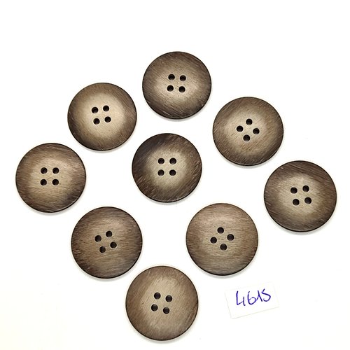 9 boutons en résine marron - 25mm - tr4615